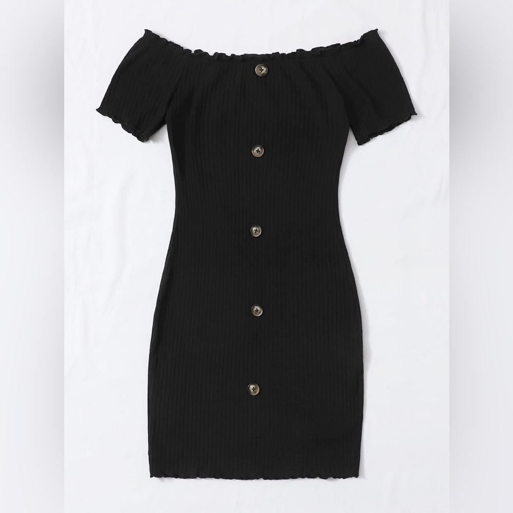 Off Shoulder Ribbed
Bodycon Dress - Picture 4 of 4